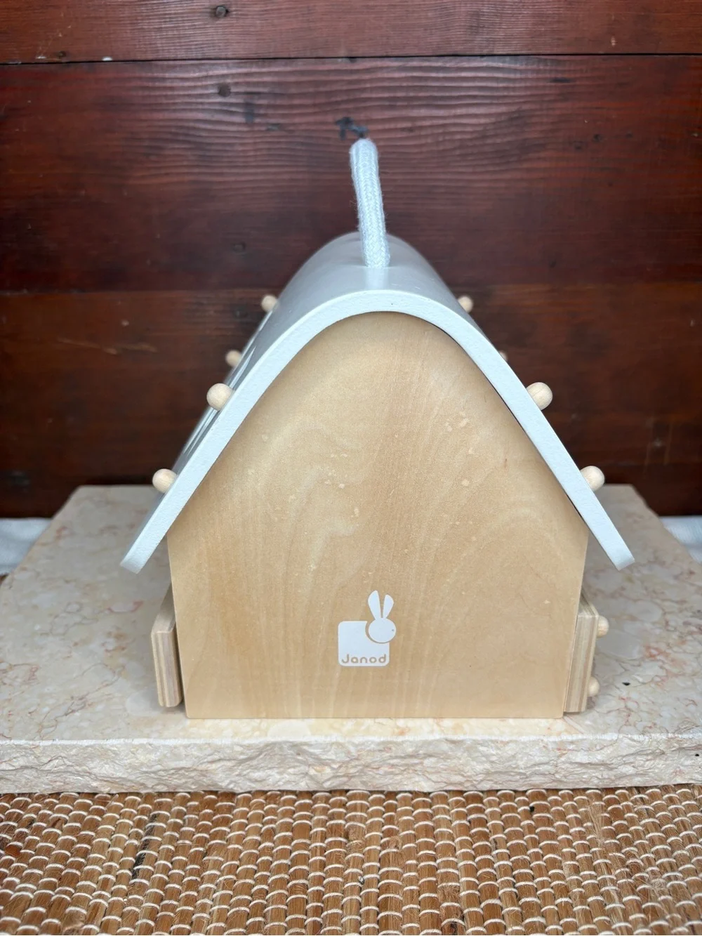 Janod Wood Sorting Shapes Barn House Clock Learning Toy